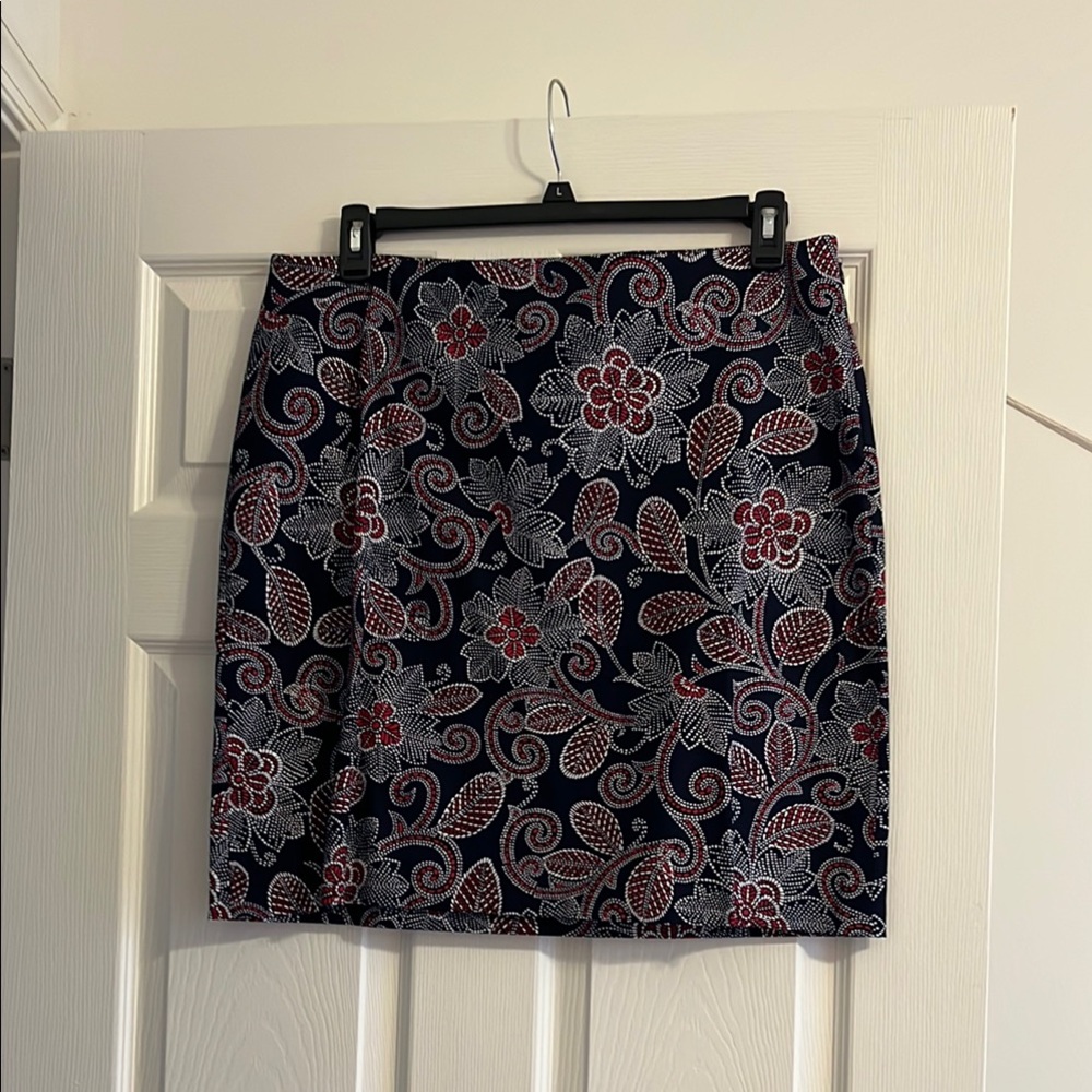 Floral Patterned Skirt - Navy and Red